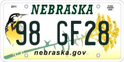 NE license plate 98GF28