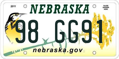 NE license plate 98GG91