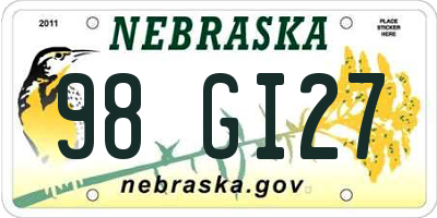 NE license plate 98GI27