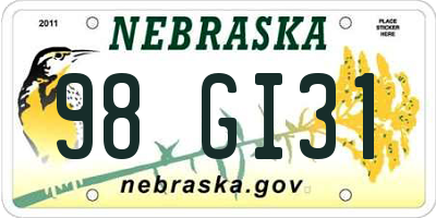 NE license plate 98GI31