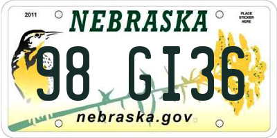 NE license plate 98GI36