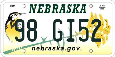 NE license plate 98GI52