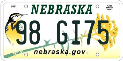 NE license plate 98GI75