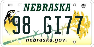 NE license plate 98GI77