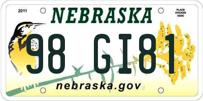 NE license plate 98GI81