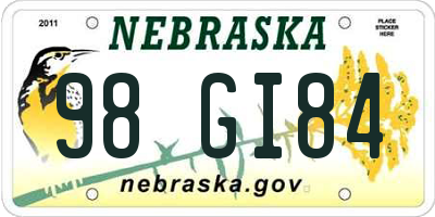 NE license plate 98GI84
