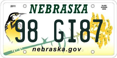 NE license plate 98GI87