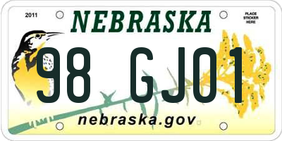 NE license plate 98GJ01