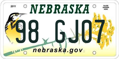 NE license plate 98GJ07