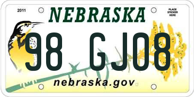 NE license plate 98GJ08
