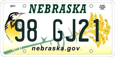 NE license plate 98GJ21