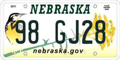 NE license plate 98GJ28
