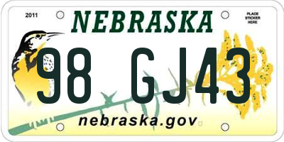 NE license plate 98GJ43