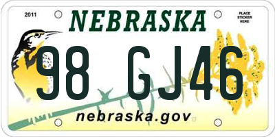 NE license plate 98GJ46