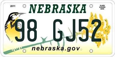 NE license plate 98GJ52