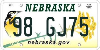 NE license plate 98GJ75