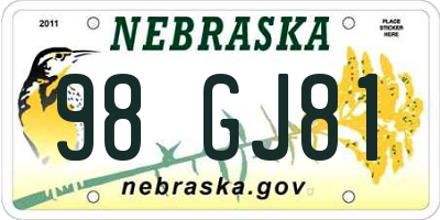 NE license plate 98GJ81