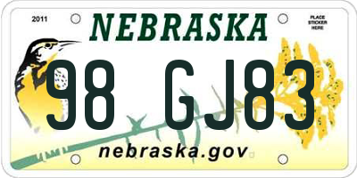 NE license plate 98GJ83