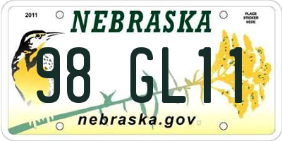 NE license plate 98GL11