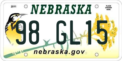 NE license plate 98GL15