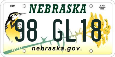 NE license plate 98GL18