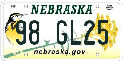 NE license plate 98GL25