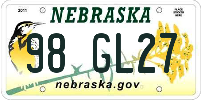 NE license plate 98GL27