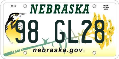 NE license plate 98GL28