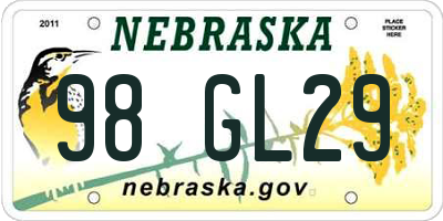 NE license plate 98GL29