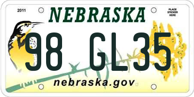 NE license plate 98GL35