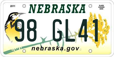 NE license plate 98GL41