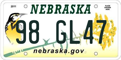 NE license plate 98GL47