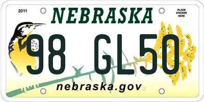 NE license plate 98GL50