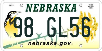 NE license plate 98GL56