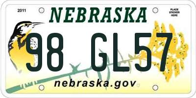 NE license plate 98GL57