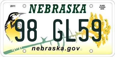NE license plate 98GL59