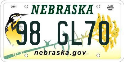 NE license plate 98GL70