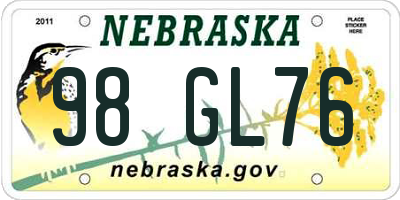 NE license plate 98GL76
