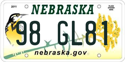 NE license plate 98GL81