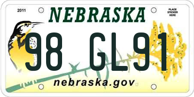 NE license plate 98GL91