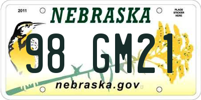 NE license plate 98GM21