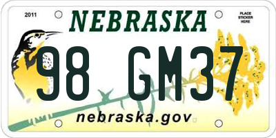 NE license plate 98GM37