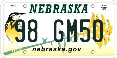 NE license plate 98GM50