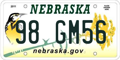 NE license plate 98GM56