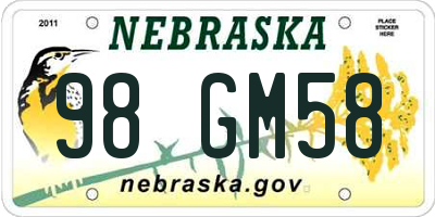 NE license plate 98GM58