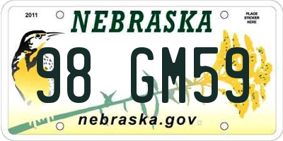 NE license plate 98GM59