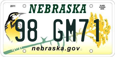 NE license plate 98GM71