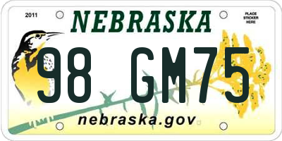 NE license plate 98GM75