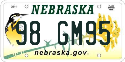 NE license plate 98GM95
