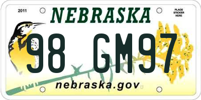 NE license plate 98GM97